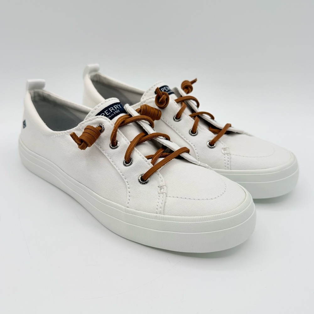 Sperry Top-Sider STS81903 White Canvas Sneakers Women 8.5 Memory Foam